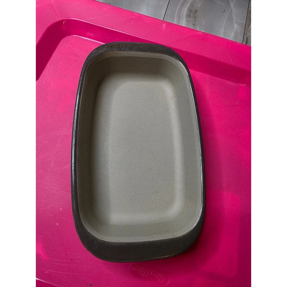 Pampered Chef Stoneware Loaf‎ Pan 1164 Gray Glazed Rectangular Baker 1 Qt Lid